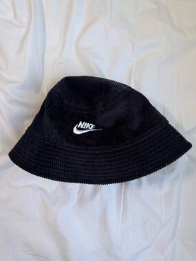 Nike Black Corduroy Bucket Hat with White Logo